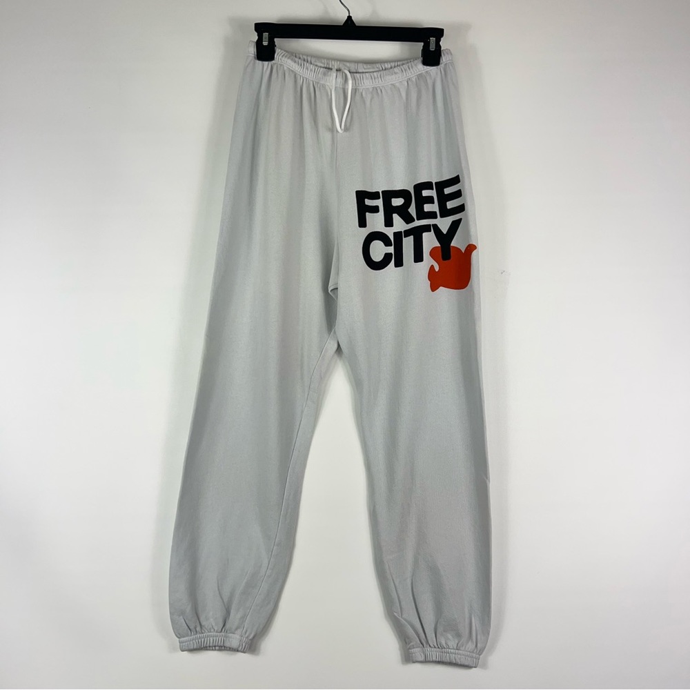 Freecity Gray Joggers with Black and Orange Logo